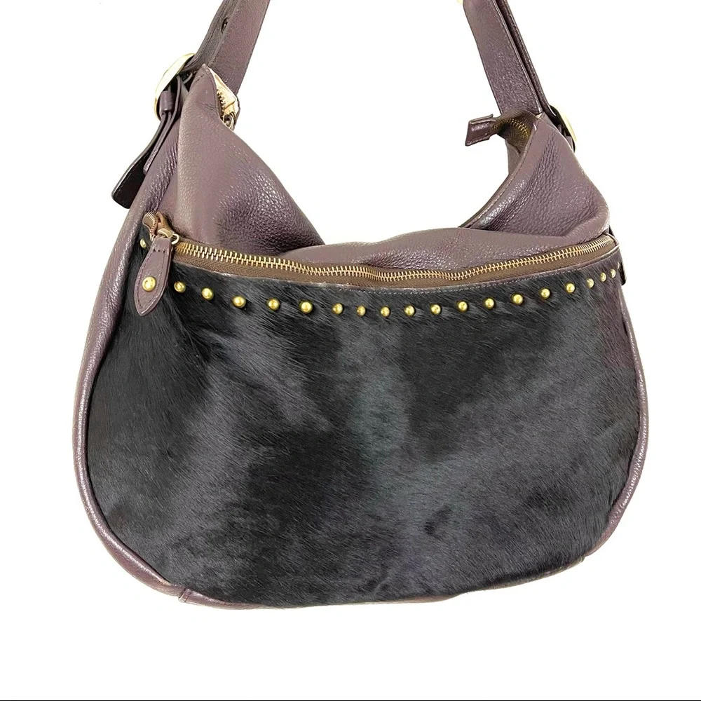 Aqua Madonna Calf Hair Leather Hobo Shoulder Bag